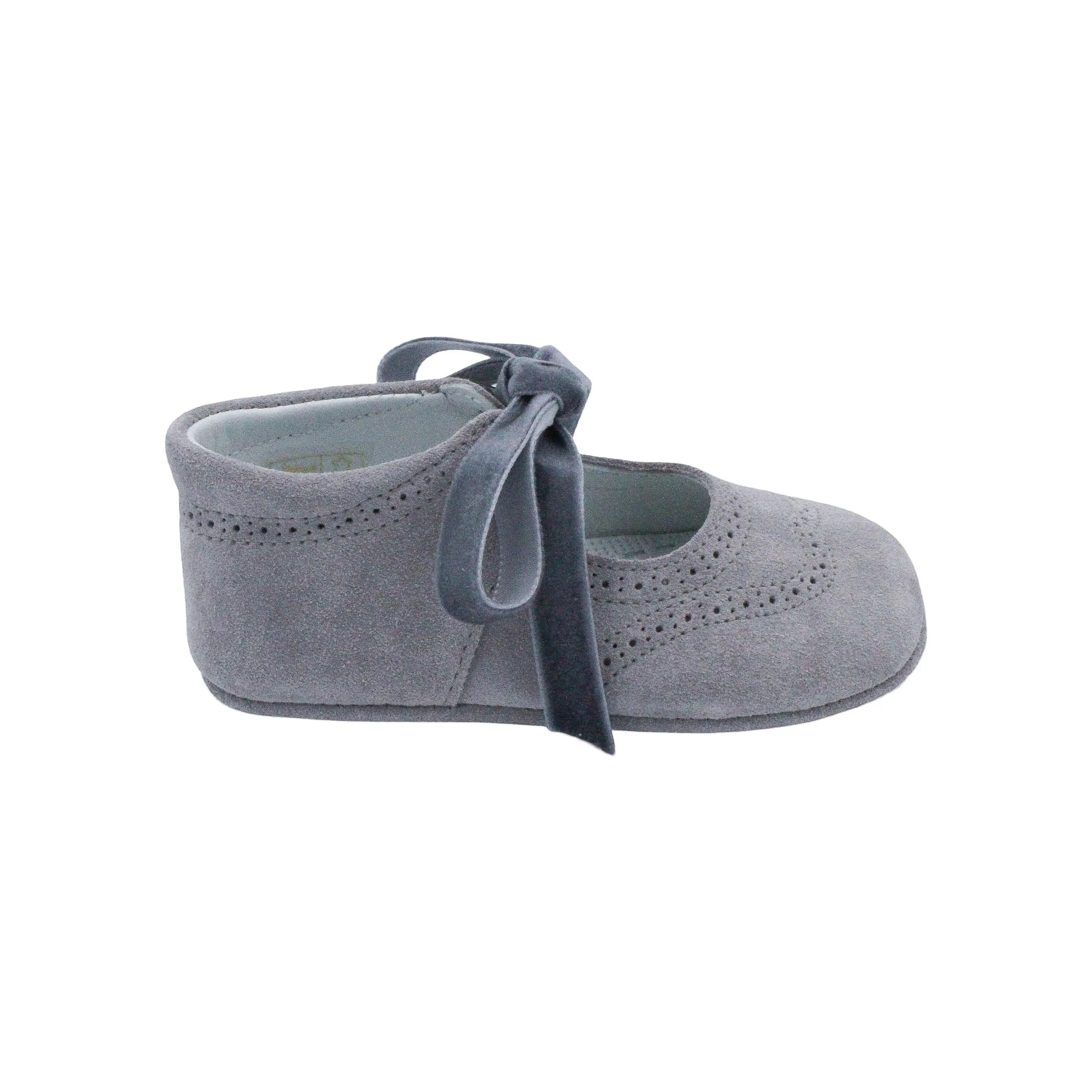 Verónica - Grey Suede Baby Mary Jane Shoes