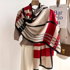 Vibrant Color Block Striped Scarf - Soft, Warm, Windproof, Imitation Wool Shawl Wrap for Women - Perfect for Cold Weather, Outdoor Activities, and Stylish Accessories