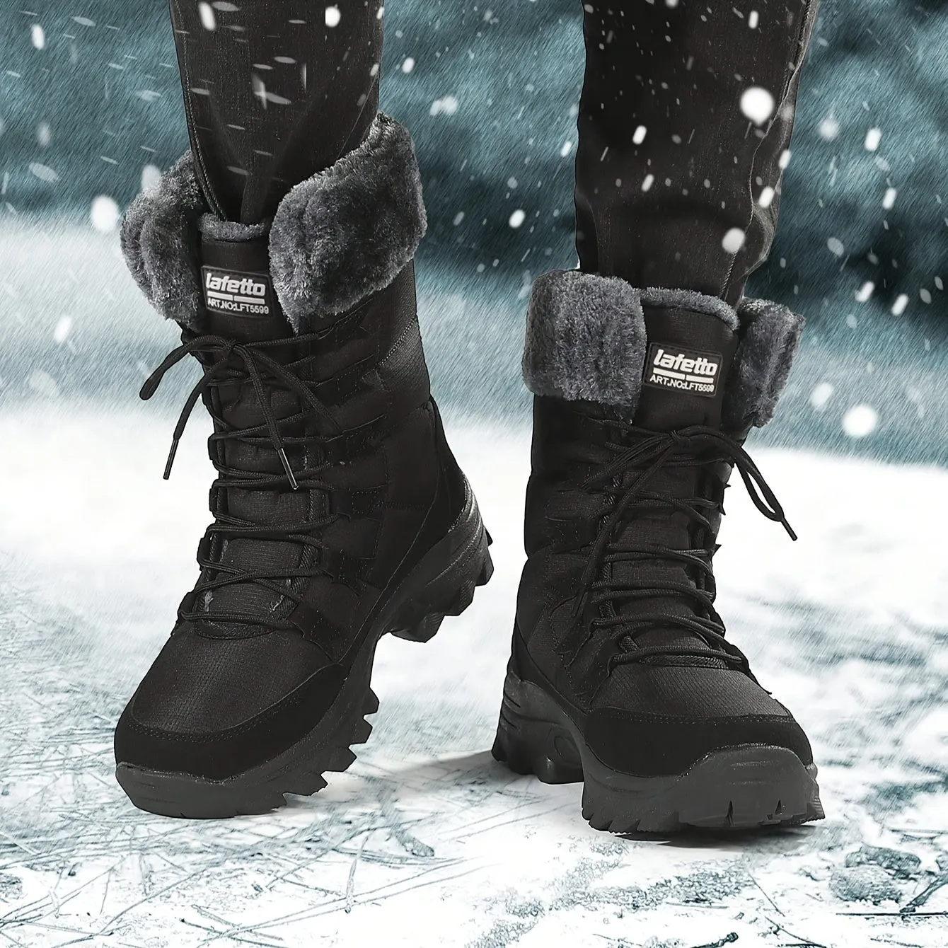 Waterproof Snow Boots - Warm, Non-Slip, Lace-Up for Winter Outdoor Activities & Casual Wear