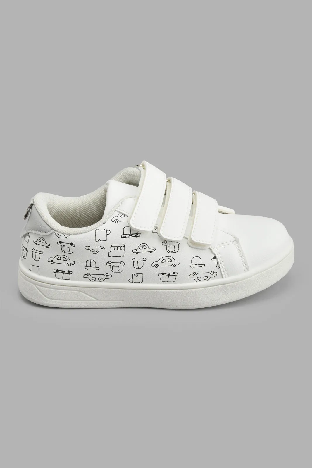 White Cars Print Sneaker