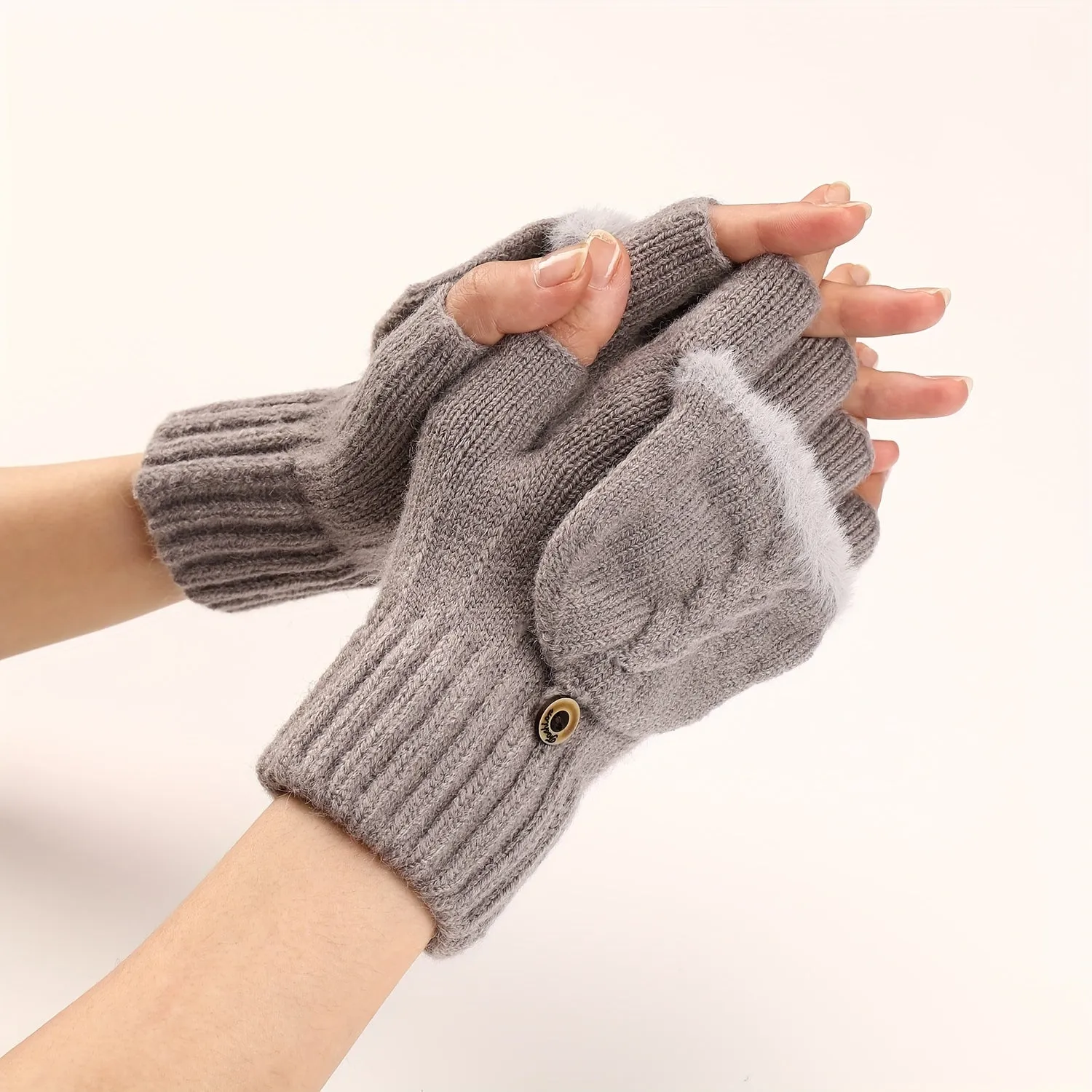 Winter Warmth Short Monochrome Half Finger Knit Gloves - Windproof, Coldproof, Stretchy, Casual, Warm, and Cozy for Women - Perfect for Autumn and Winter Outdoor Activities