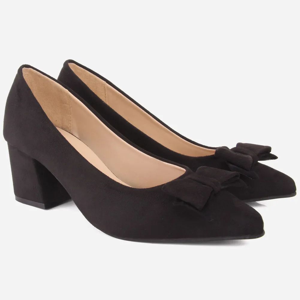 Women "ARAYA" Block Heel Suede Court Shoes