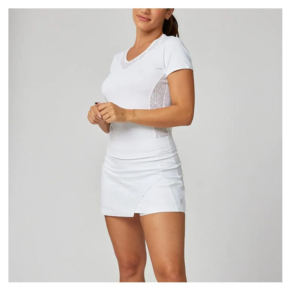 Women's 15 Inch Diamond Jacquard Tennis Skort White