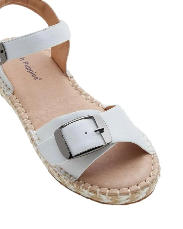 Womens Hush Puppies Basha White Leather Sandals Shoes