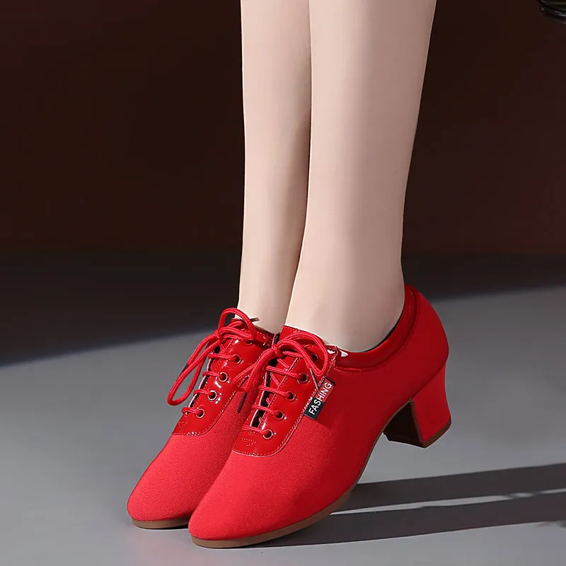 Women's Red Canvas 3.5cm/5cm Heels Ballroom Dance Shoes Teaching & Practice Shoes