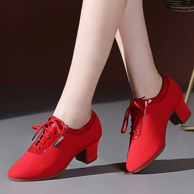 Women's Red Canvas 3.5cm/5cm Heels Ballroom Dance Shoes Teaching & Practice Shoes