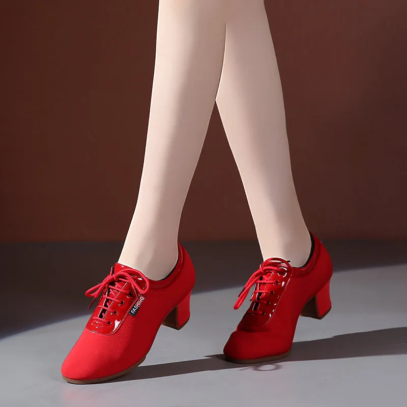 Women's Red Canvas 3.5cm/5cm Heels Ballroom Dance Shoes Teaching & Practice Shoes