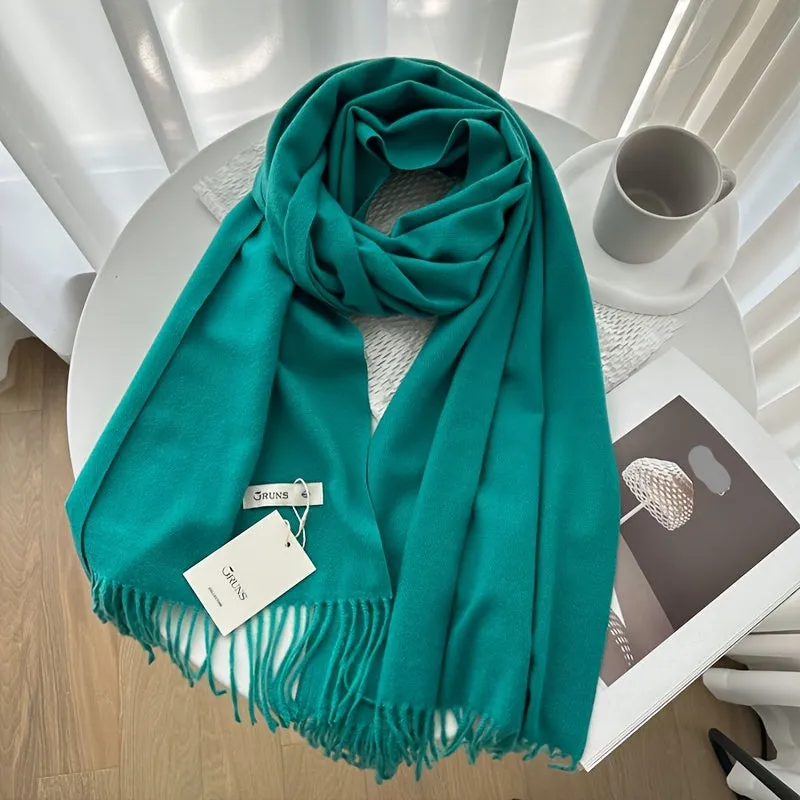 Women's Versatile Solid Color Coldproof And Windproof Warm Scarf, Soft Comfortable Outdoor Travel Scarf