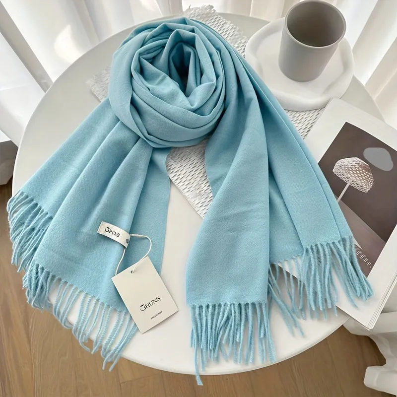 Women's Versatile Solid Color Coldproof And Windproof Warm Scarf, Soft Comfortable Outdoor Travel Scarf