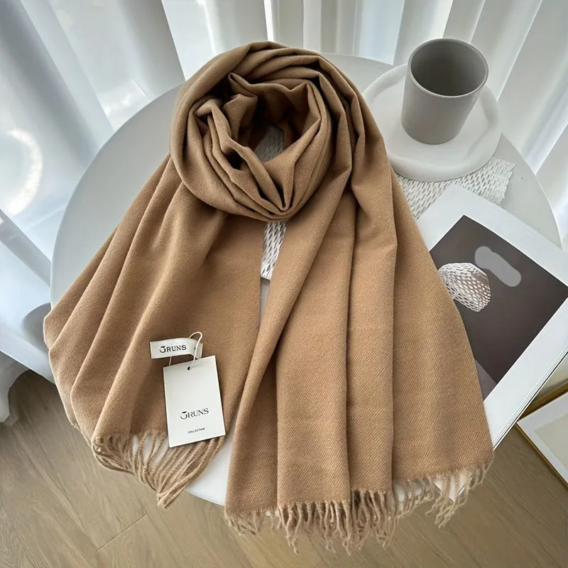 Women's Versatile Solid Color Coldproof And Windproof Warm Scarf, Soft Comfortable Outdoor Travel Scarf